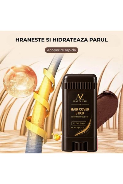 azbeautyskin Color Touch Stick pentru colorarea temporară a părului – colorare instantanee pentru rădăcini albe și fire gri, 20 gr