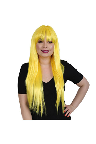 pınaxar Perucă din fibră Sen cu breton lung / Galbenă