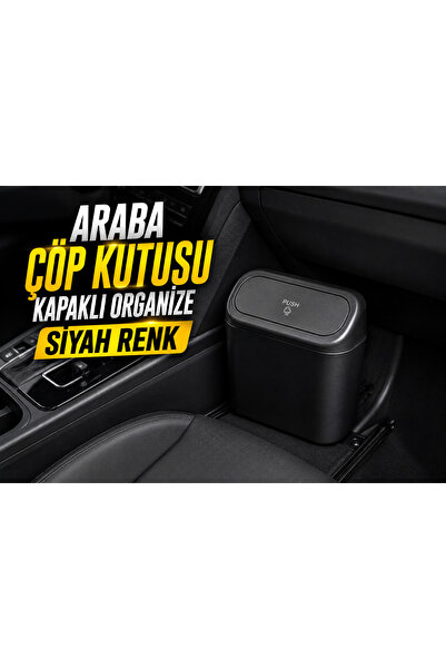 Araba İçi Çöp Kutusu | Kapaklı & Pratik Siyah Organizer