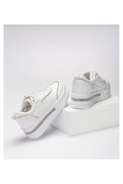pınaxar Women's High Sole Comfortable Stylish Daily Sports Shoes White Color