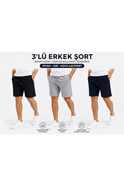 JARVİN 3 Pieces Men's Soft Touch Shorts – Comfortable & Stylish Casual Model ...