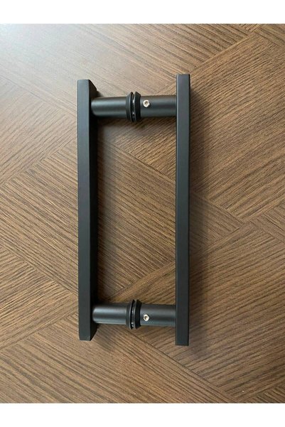 Kupon Duş Siyah Renk Krom metal Cam Duşakabin Kapı Kulp (Tek Kapı) Delik Mesafesi 16 cm