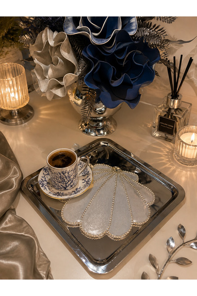 RoseAtelier Gümüş Kahve Sunum Peçetesi 6lı - gümüş