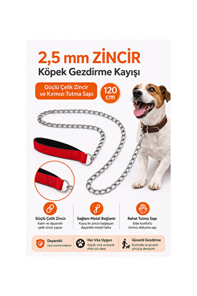 pınaxar Chain Dog Walking Leash with Steel Branch & Ergonomic Handle 2.5 Mm-1...