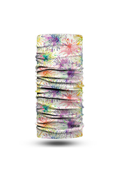 Bobrear Pastel Suluboya Çiçek Desenli Çok Amaçlı Buff Bandana Boyunluk