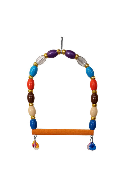pınaxar Colorful Beaded and Bell-Adorned Budgie Swing 11-13.5 cm Colorful