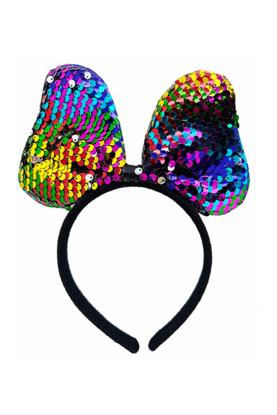 pınaxar Color Changing Sequin Bow Party Crown Colorful Silver Color 20X16 cm