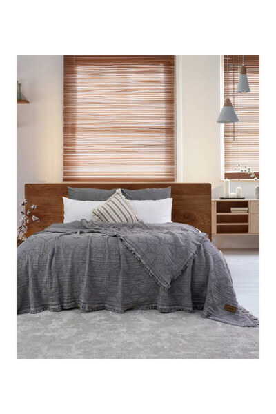 pınaxar Şaheser Home Collection Muslin Bedspread Double Size Oscar K.Grey
