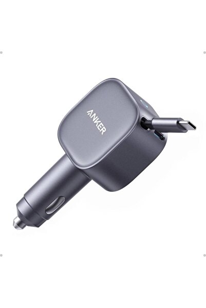 AJMLMDA شاحن سيارة أنكر نانو الذكي بقوة 75 واط وكابل USB-C مدمج وقابل للسحب