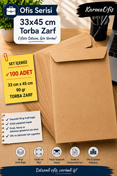 KarmaOfis 33X45 cm Bag Envelope 90 Gr Kraft – 100 Pieces
