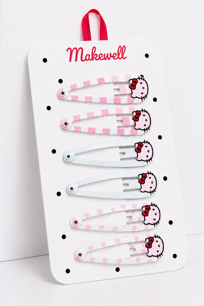 MakeWell Girl's White Multi-Colored and Pink Snap Hair Clip Set of 6 – Patter...