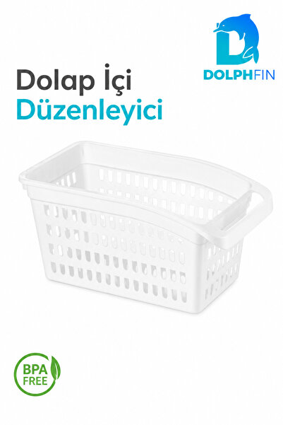 DolphFin In-Cabinet Organizer Basket 33X17X15 cm with Handle Multi-Purpose Ki...