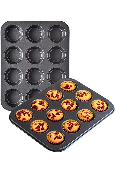 Generic Non-Stick Carbon Steel Cupcake Pan – 12 Cavity Mini Cupcake Baking Tr...