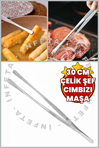 İnfeta 30cm Masterchef Tweezers Tongs Stainless Steel Chef Tweezers Barbecue ...