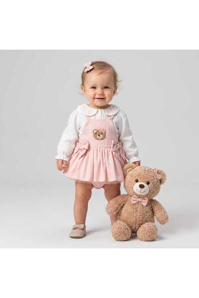ministok Louisa Embroidery Detailed Shirt and Jumpsuit 2-Piece Baby Girl Set