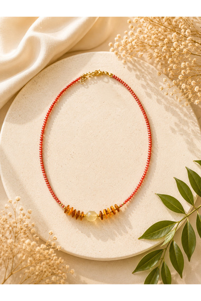 Dükkan Artı Red Beaded Necklace