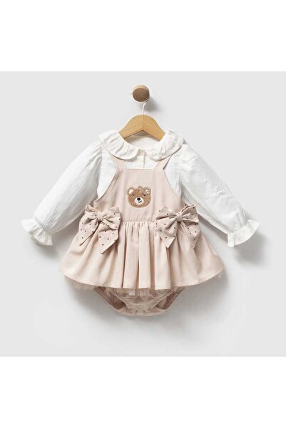 ministok Louisa Embroidery Detailed Shirt and Jumpsuit 2-Piece Baby Girl Set