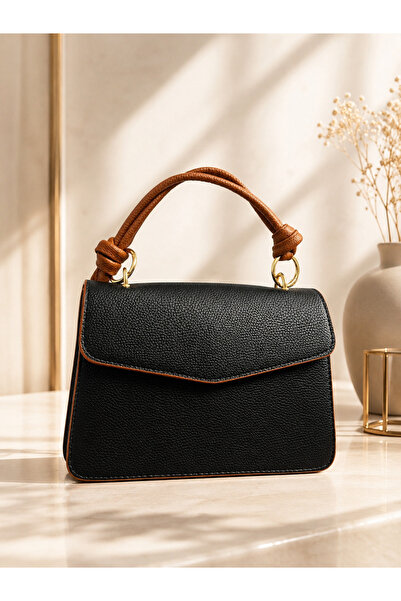 todays co Double Compartment Black Envelope-Shaped Hand and Shoulder Bag with...