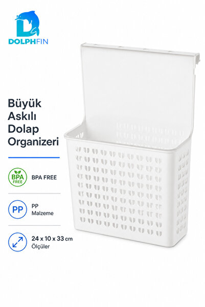 DolphFin Büyük Askılı Dolap Organizeri 24x10x33 cm Kapak Arkası Mutfak Banyo ...