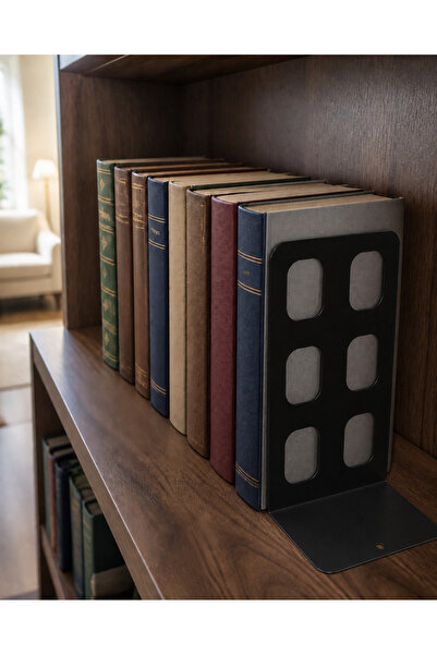 Palamar Black Metal Book Holder with 6 Opening Holes – 18 Cm, Set of 2 Bookends with Fixing Holes