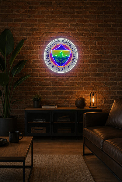 Sarı - Lacivert FB Logo Tasarımlı Neon Led Duvar Tabelası – Sarı Lacivert Taraftar Odası Dekoru