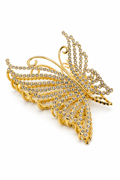 MakeWell Women's Butterfly Figured Bun Hairpin – Silver Color with Stones, La...
