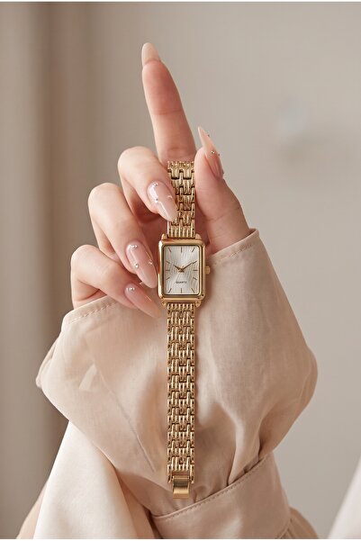 KLISHE Women's Steel Watch Gold Color Vintage Watch Old Money Rectangular Cas...