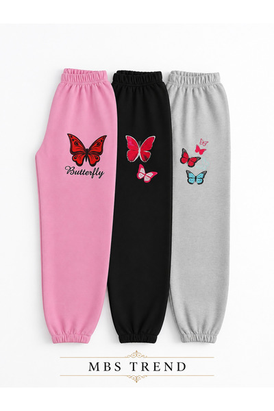 Kids Winter Colorful Butterfly Printed 3-Piece Girls' Tracksuit