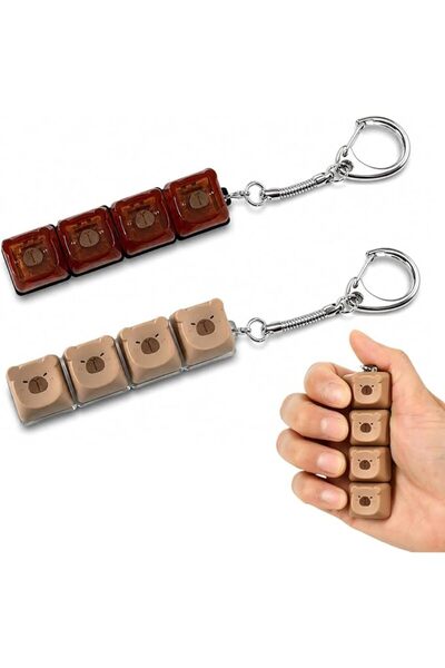 GENERAL 2-Piece Keyboard Fidget Toy, Keychain with Led Lights, Sensory Stress...