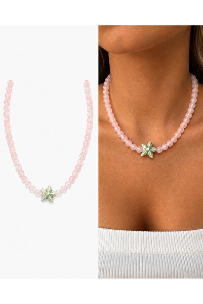 Arsaley Collection Yeşil Deniz Yıldızı Charm Pembe Renk Yazlık Boncuk Kadın K...