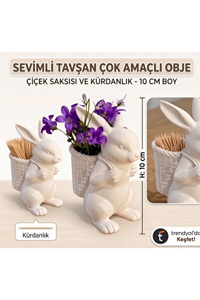 Genel Markalar Dekoratif tavşan figürlü Kürdanlık