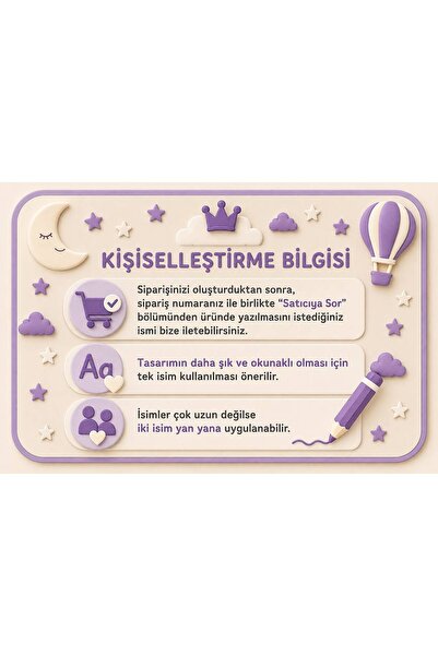 Genel Markalar Kişiye Özel İsimli LED Işıklı Bebek ve Çocuk Odası Duvar Süsü ...