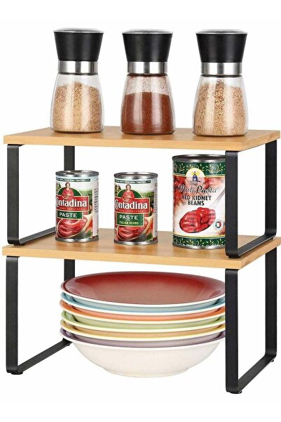 Homarket 2-Pcs Counter Shelves Organizer Kitchen Stackable Expandable Cabinet...