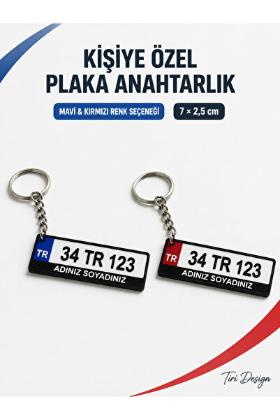 Tiri Design Kişiye Özel Araç Plakalı Anahtarlık – İsim ve Plaka Yazılı