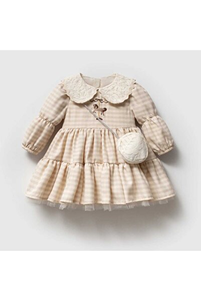 ministok Carousel Embroidered Lace Collar Baby Girl Dress with Bag Accessories