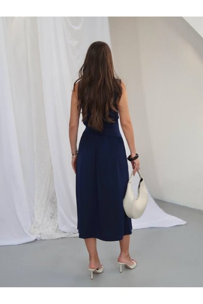 Sweet Club Imported Sandy Fabric Double Breasted Collar Dress