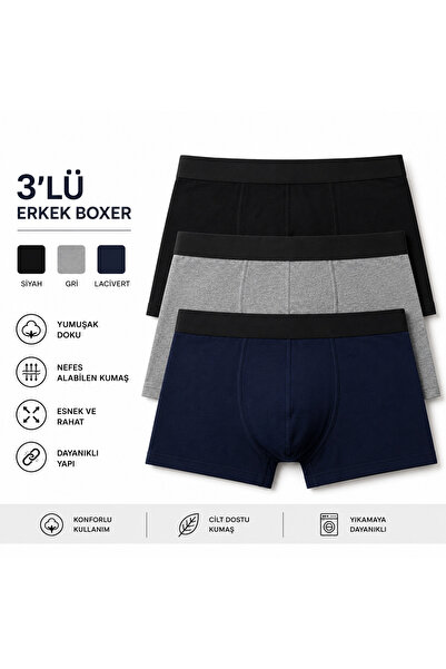 NESSOR Erkek Boxer 3'Lü Likralı