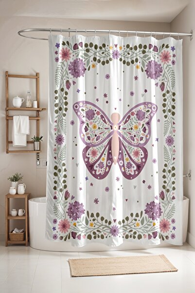 EVPANYA Bathroom Curtain, Floral Embroidered Patterned Shower Curtain, Bathtu...