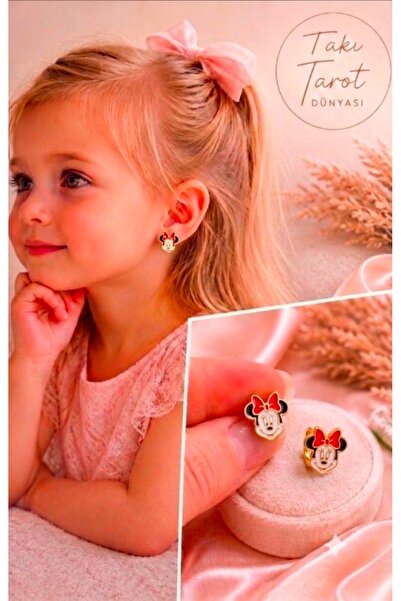 Çelik Minnie Mouse Çocuk Küpesi