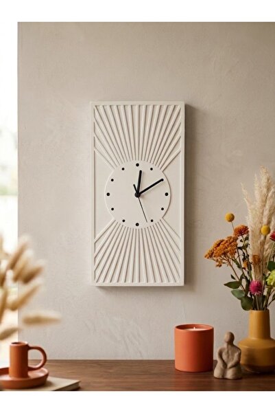 KAVELD Minimalist Duvar Saati - Güneş Işınları Motifli Dekoratif Taş Duvar Sa...