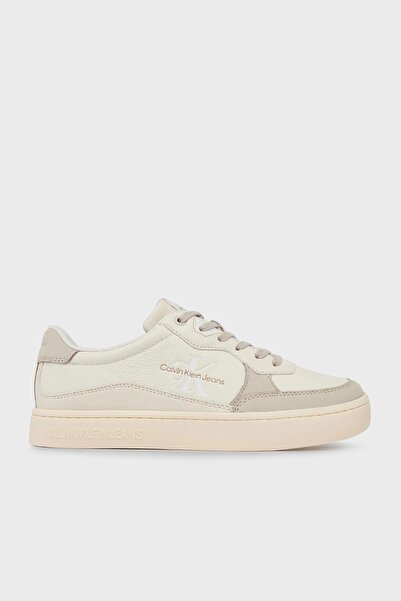Calvin Klein Erkek Sneaker Spor Ayakkabı Hakiki Deri Bej Cupsole YM0YM00885