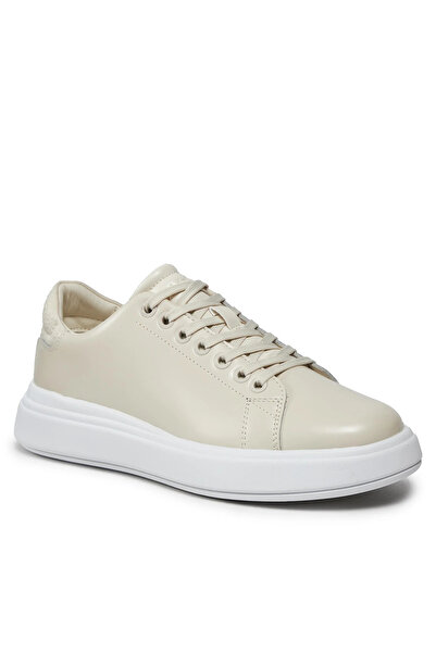 Calvin Klein Raised Cup Kadın Deri Sneaker Spor Ayakkabı Koyu Ekru HW0HW01878...