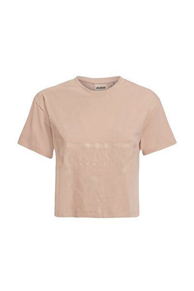 Guess Γυναικείο Κοντομάνικο Κροπ Τοπ Πλεκτό T-Shirt XL