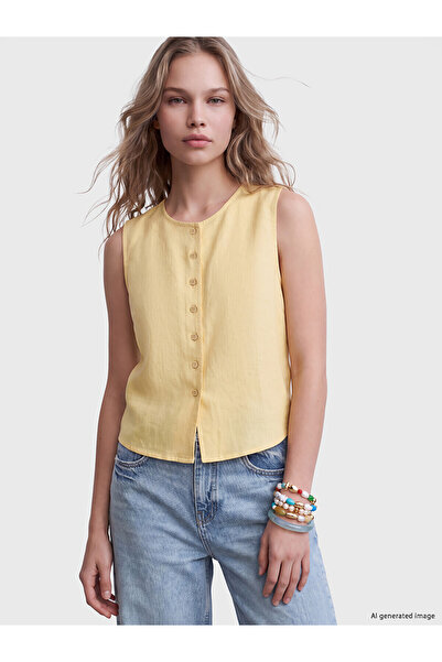 LC Waikiki Nevavm Women's Classic Vest with Linen Blend with a Difference