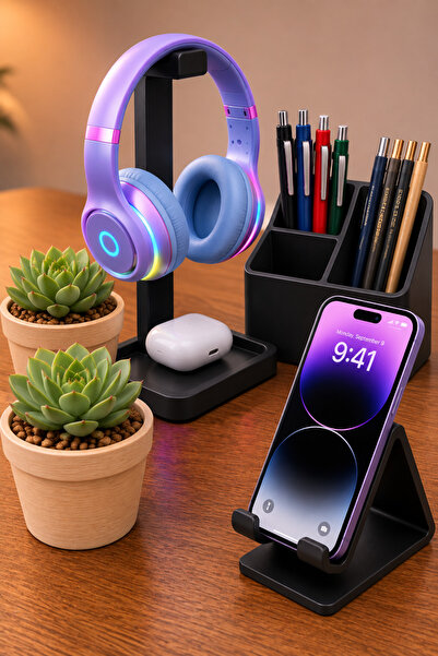 Genel Markalar Masaüstü Düzenleyici Seti, Kulaklık Standı, Telefon Standı, Ka...