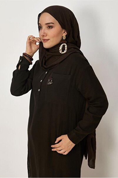 Alvina Shirt Collar Muslin Tunic 46732