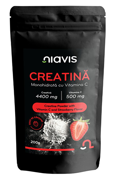 Niavis Creatina Monohidrata cu Vitamina C - Gust de Capsuni 200g