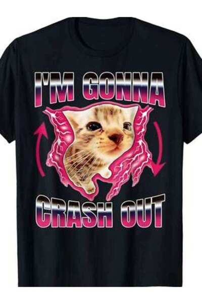 kai22 تي شيرت بطبعة "I'm Gonna Crash Out" مضحك لمحبي ميم القطط، بتصميم ساخر و...