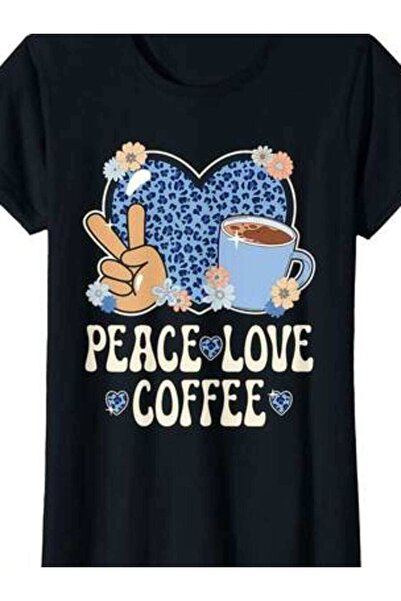26LIK تي شيرت هدية لمحبي القهوة من Peace Love Coffee للرجال أو النساء