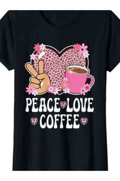 26LIK تي شيرت هدية لمحبي القهوة من Peace Love Coffee للرجال أو النساء